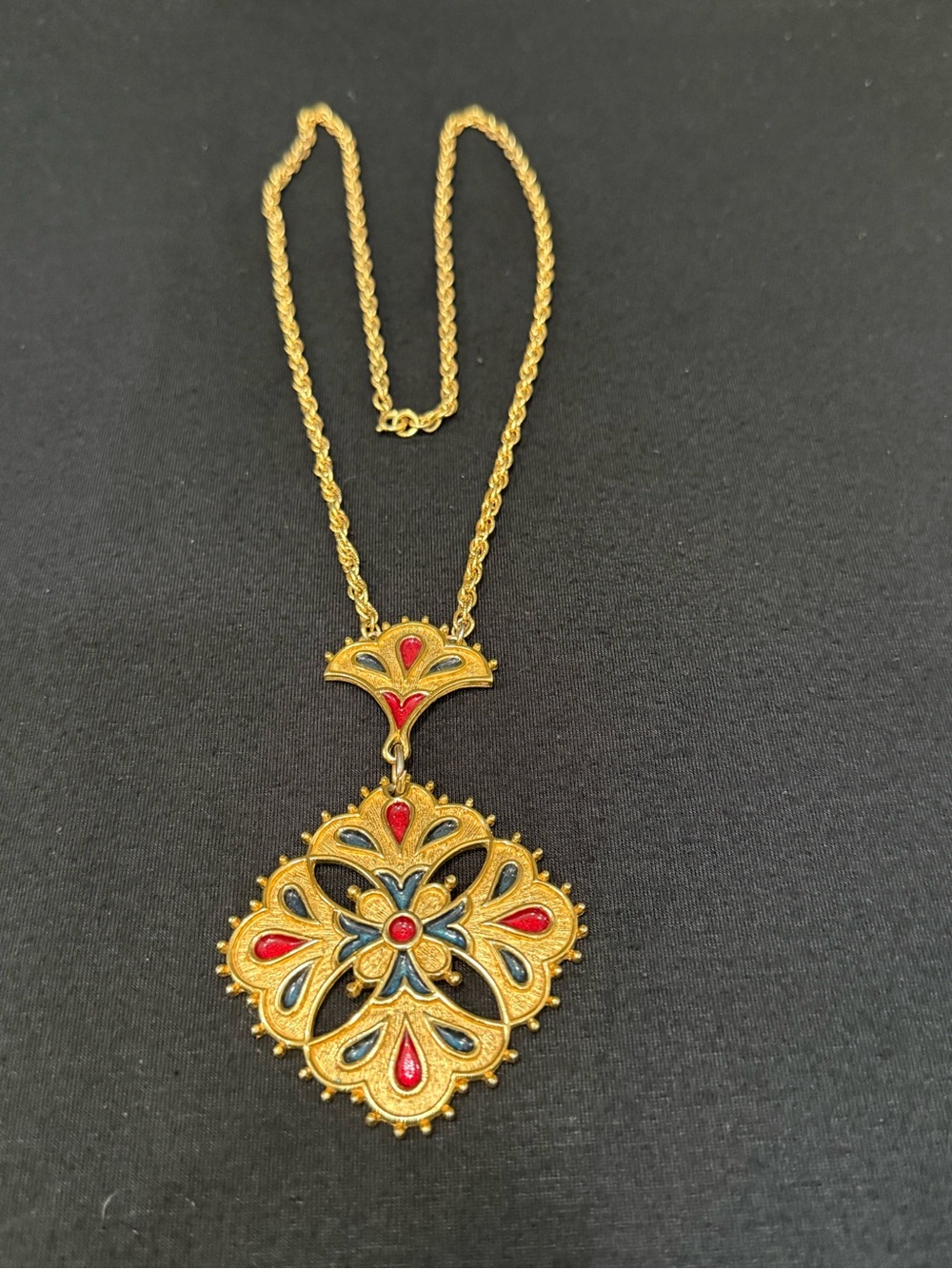 Vintage Kramer of New York Enamel Pendant Art Nouveau